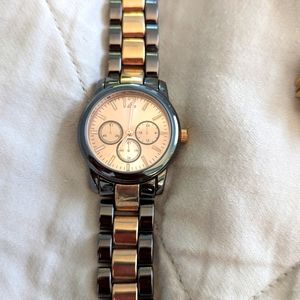 Watch faux rose gold w slate silver